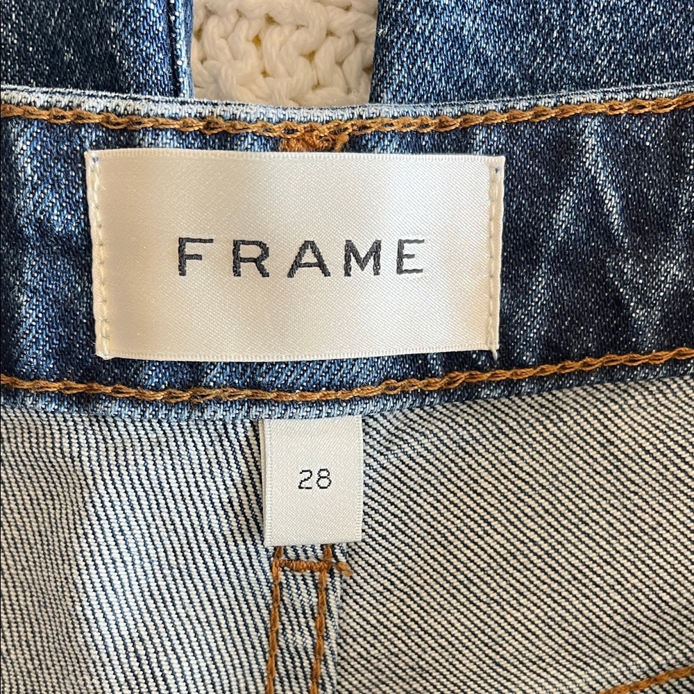 FRAME The Wide high-rise ankle wide-leg raw hem jeans in Rival Sz 28 - Picture 5 of 13
